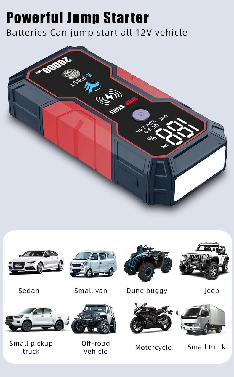 Car Jump Starter 20000mAh Power Bank Jump Starter 12V Car Lithium Battery Booster Charger Starter