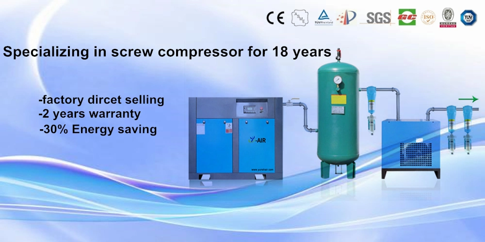 China Outstanding Low Pressure Industrial Electric Oil Free Small Silent Single Rotary Screw Type Air Compressor Factory 7.5kw-55kw Price on Sale