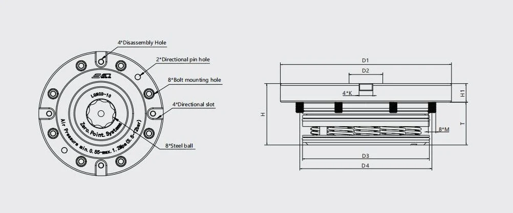 High Precision Pneumatic Built-in Zero Point Quick Change for CNC Machining