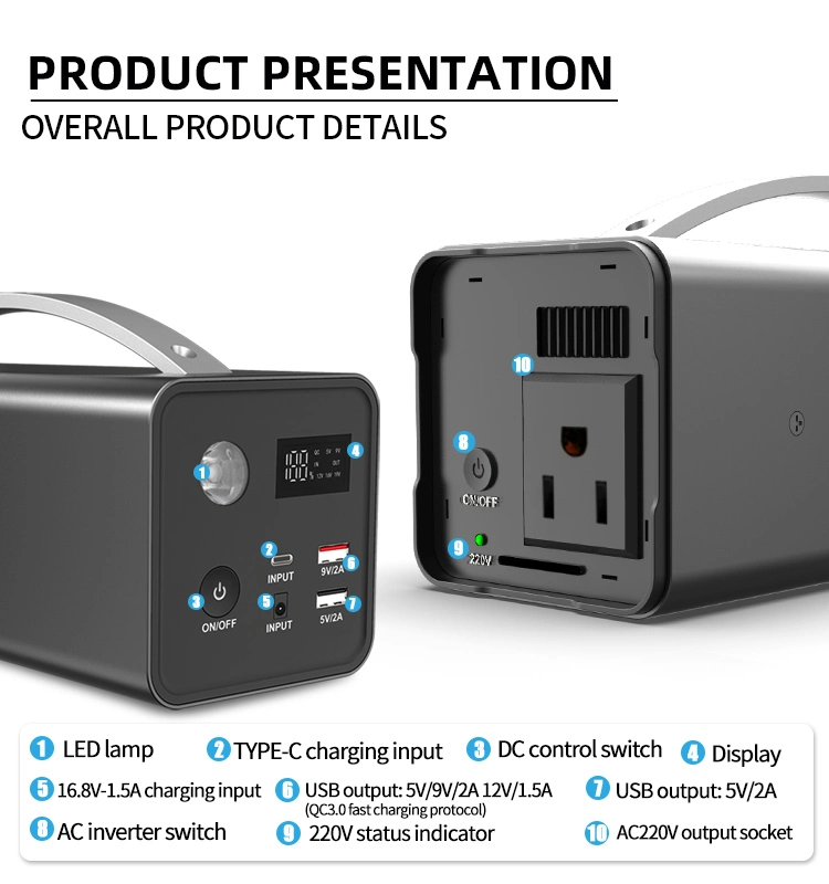 Portable Power Station with Rechargeable 200W 220V Supplies and Lithium Ion Battery