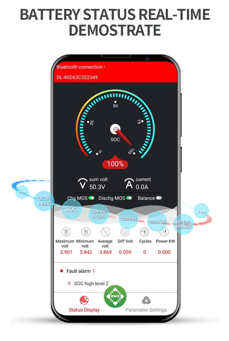 Deligreen Ebay Best Seller Smart BMS with Fan 4s 12V LiFePO4 Battery Protection Board 80A 100A 120A RS485 Bluetooth APP PC