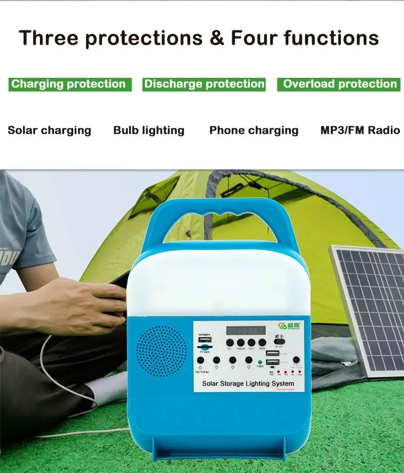 Home Light Kit Portable Solar Power Station Large Capacity Lithium Panel Electric Stations Solar Light