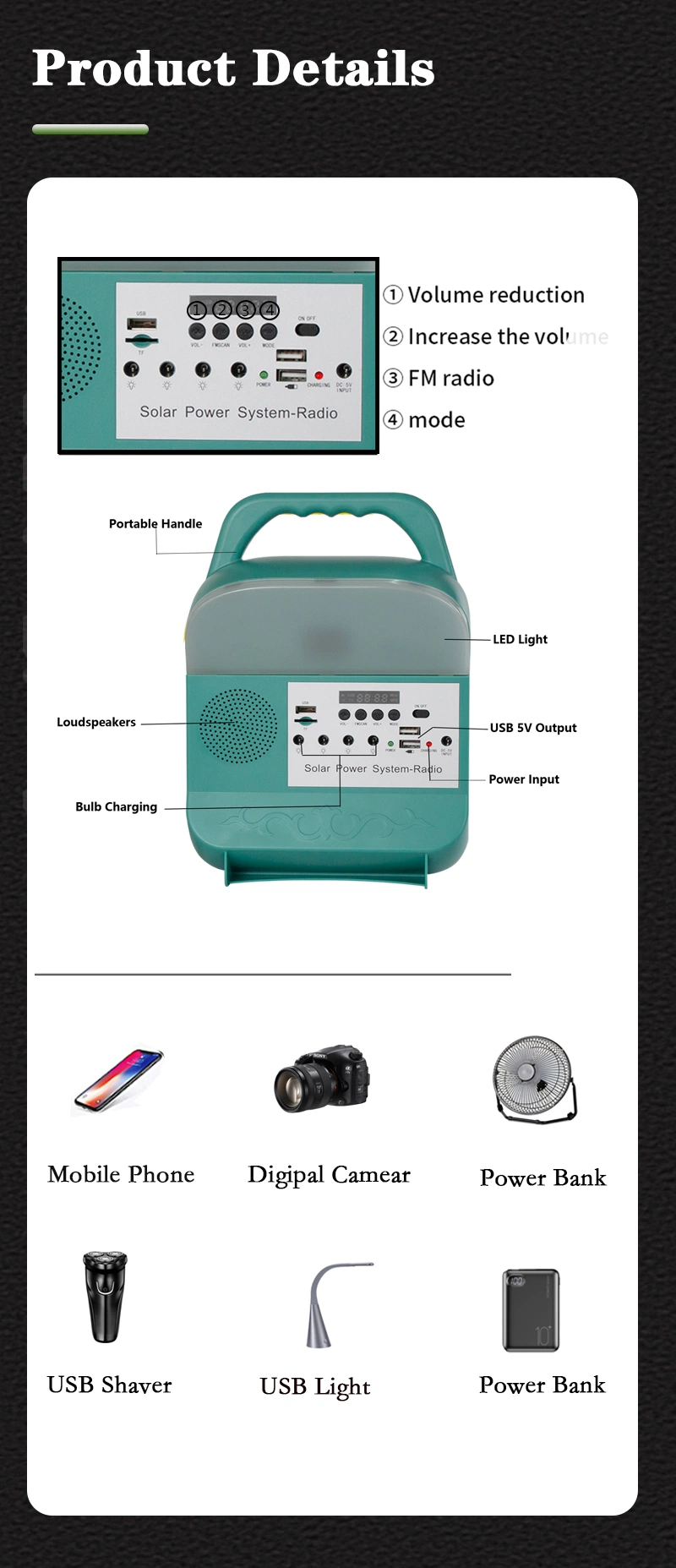 Synsvo Solar Lighting with Bluetooth Speaker Outdoor Activity Solar Panel Charging Mobile Hand Lamp 5W Solar Panel