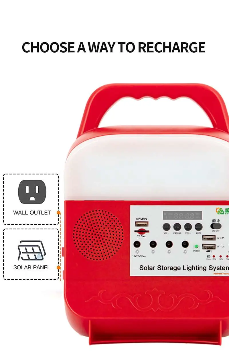 Solar Charger Outdoor System Kit Rechargeable Home Mini with LED Lighting System