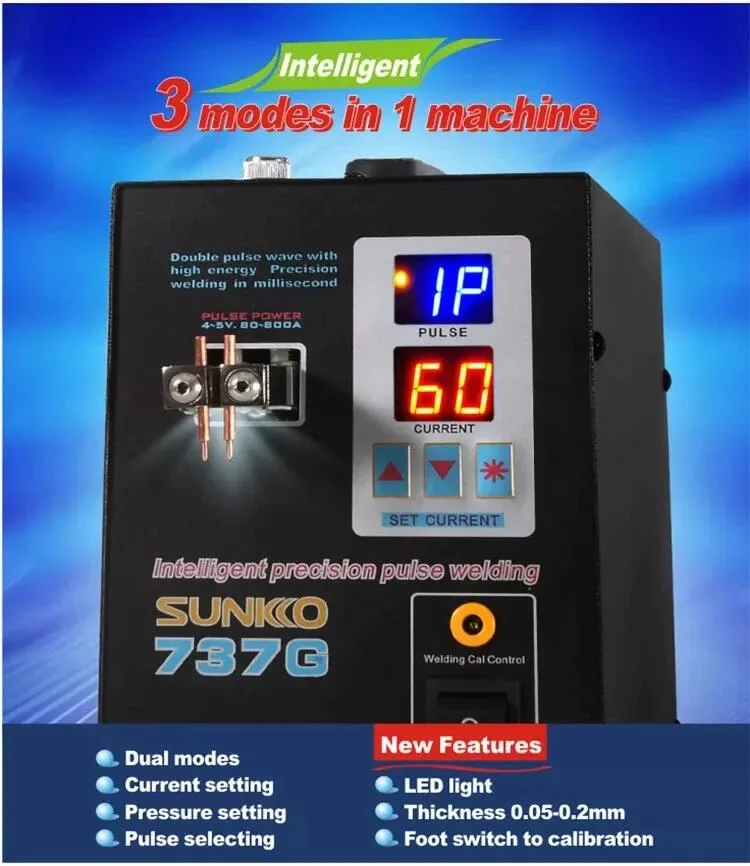 Sunkko 737g Spot Welder 1.5kw LED Illumination Dual Digital Display Double Pulse Welding Machine for 18650 Battery