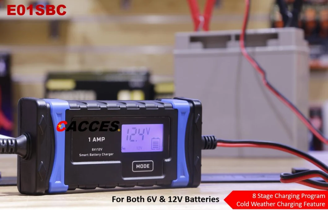 6 AMP Smart Battery Charger, 12V &amp; 24V Trickle Charger and Maintainer for Lead-Acid Battery, up to 120ah, Fully Automatic with Cable Clamps and O-Ring Terminals