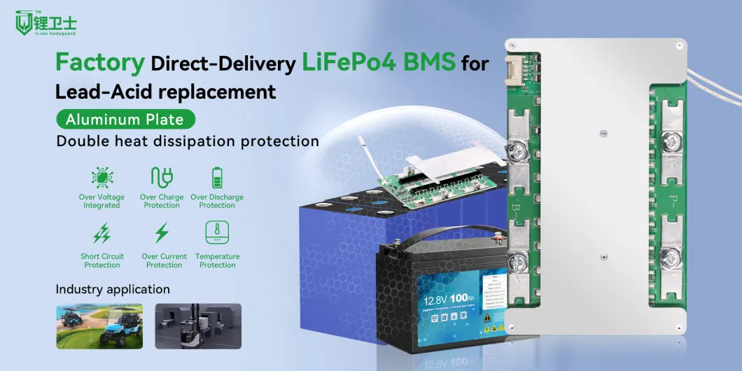 Factory Battery Management System 14.8V 4s 100A LiFePO4 Batery BMS for Lead Acid Replacement