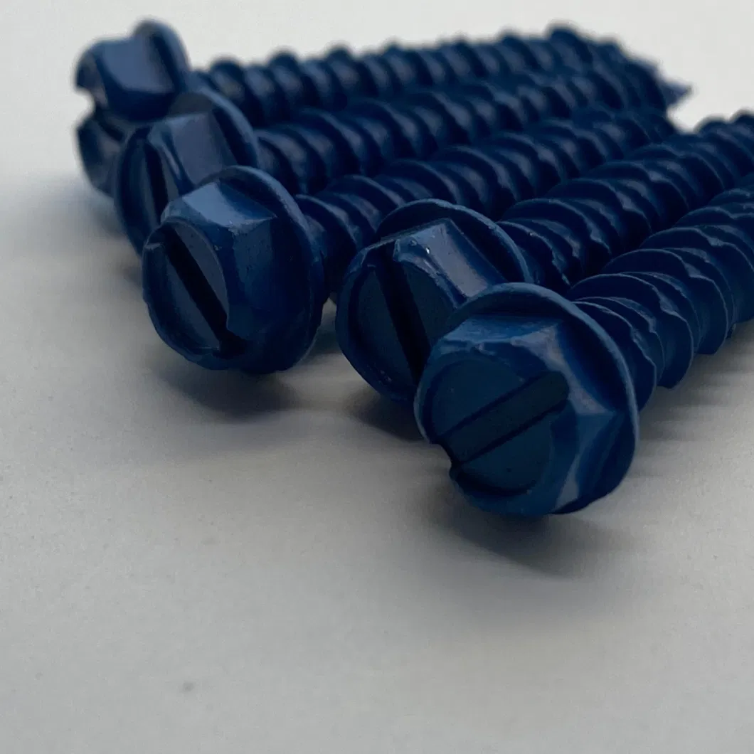 Made in China High-Low Thread Concrete Screw Diamond Point Blue White Color