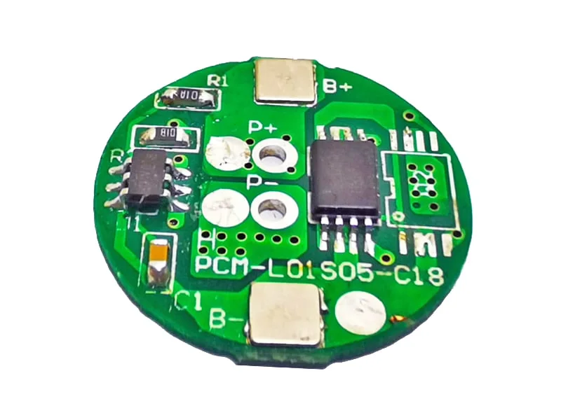 1s 2.5A Round BMS for 3.6V 3.7V Li-ion/Lithium/Li-Polymer 3V 3.2V LiFePO4 Battery Pack Size &Phi; 18mm (PCM-L01S05-C18)