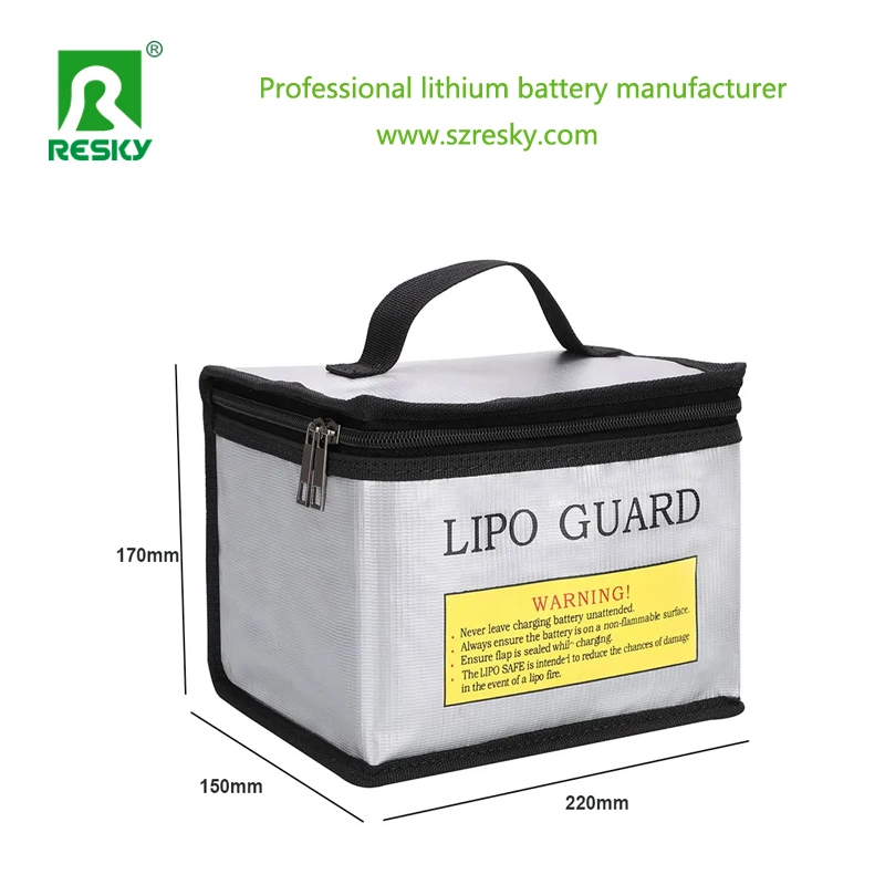 Waterproof Fireproof Lithium Ion Battery Safety Lipo Guard Bag Charging Safe Fiber Glass 185X75X60mm Fireproof Lithium Battery Case