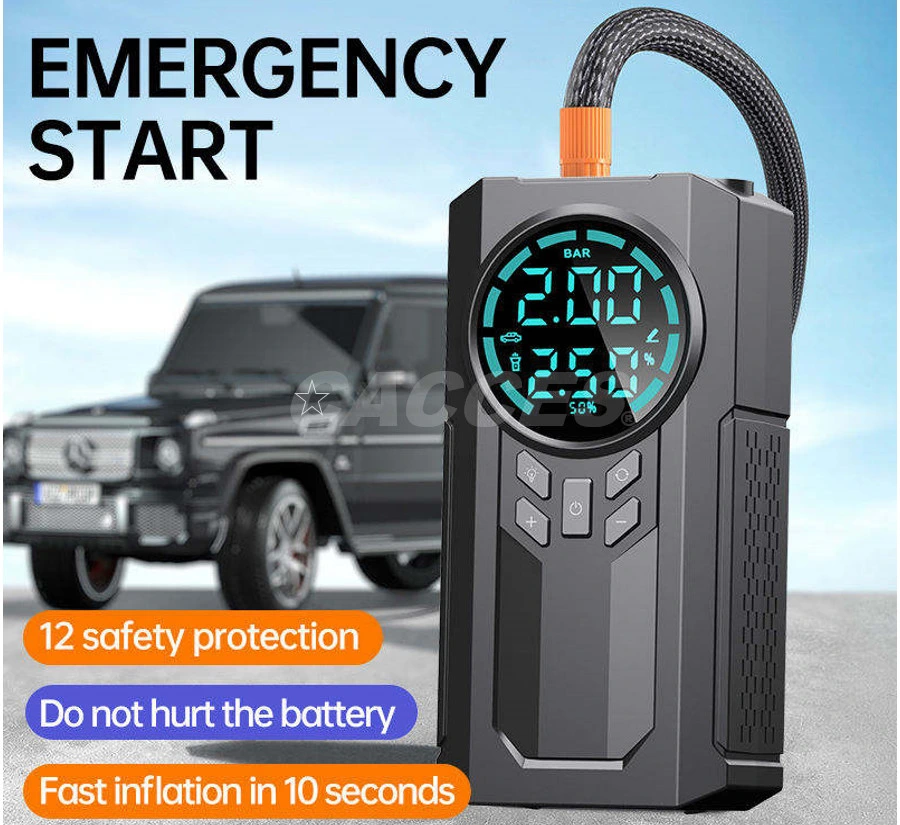 Jump Starter with Air Compressor,1000A Peak10000mAh Portable Battery Booster (6L Gas/3.5 Diesel) 150psi Digital Tire Inflator,Car Battery Jump Box 30L Inflation