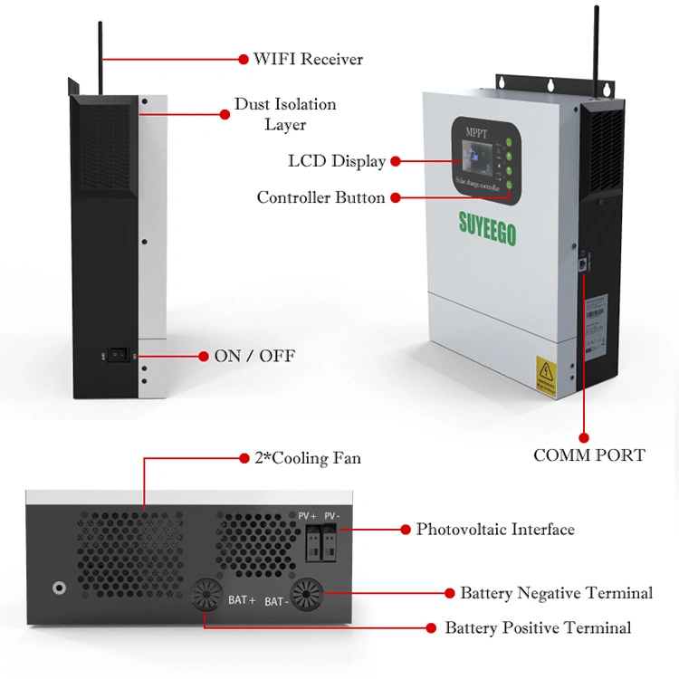 Suyeego 120A PV Power 6000W Charge Controller MPPT Smart 48V Auto High Voltage Max PV 500V WiFi Solar Controller