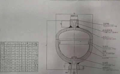 <a href='/accumulatore/'>Accumulatore</a> idraulico a membrana da 1,0 l per ingegneria e Windpower