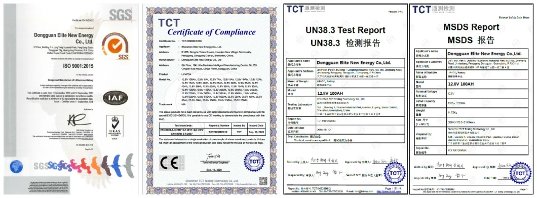 Elite 12.8V 50ah LiFePO4 Battery Lithium Iron Phosphate 12V 50ah Li-ion for Agv/Solar LED Light/Mini EV/Golf Trolley with CE, UL, MSDS