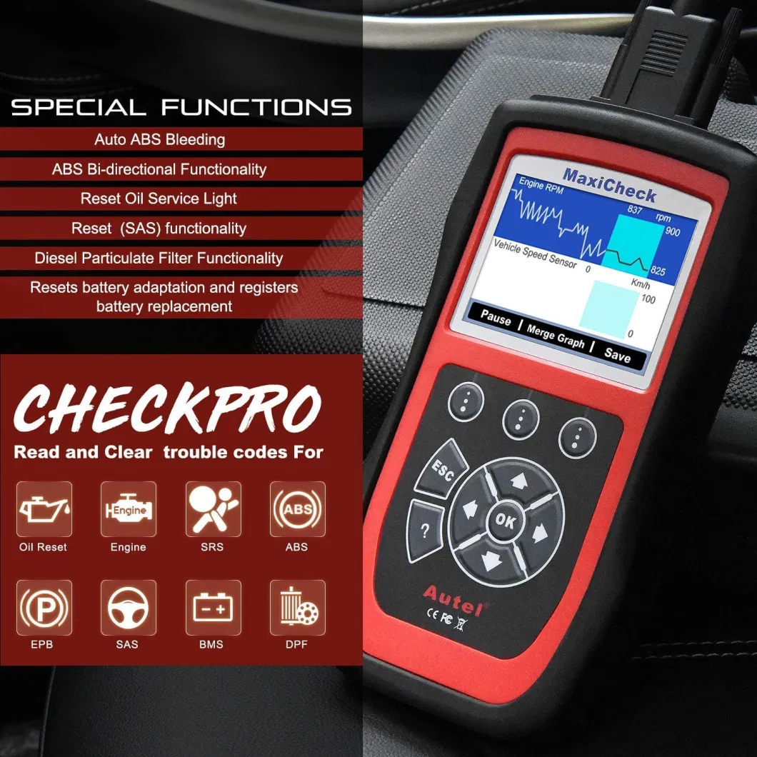 Autel Maxicheck PRO OBD2 Auto Bleeding Scanner Code Reader with Oil Reset, Sas, Epb, BMS, ABS/SRS Airbag, Free Update Pk Ap200c Diagnostic Tool