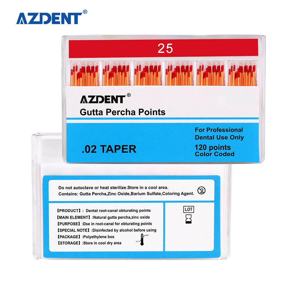 High Quality Azdent 02taper 25# Dental Gutta Percha Points