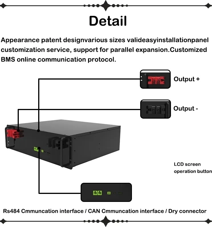 15s 16s 48V 51.2V 100ah 200ah Solar System BMS Household Solar Storage System Batterie Ion Lithium 5kw 10kw LiFePO4 Battery BMS with RS485 RS232 Can Bluetooth