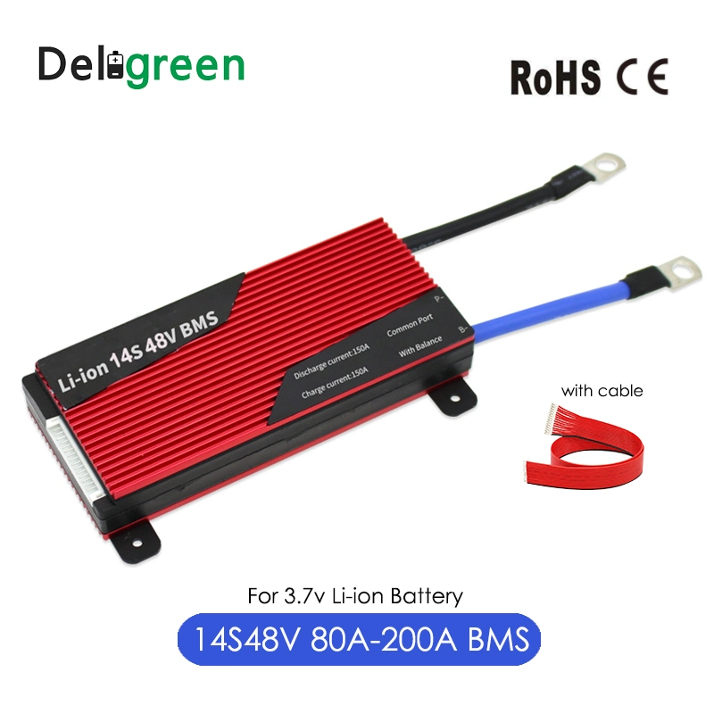 3.7V 14s Battery PCM BMS 80A 100A E-Bike Li-ion Battery Management System 48V with Balance for E-Car Solar Energy System