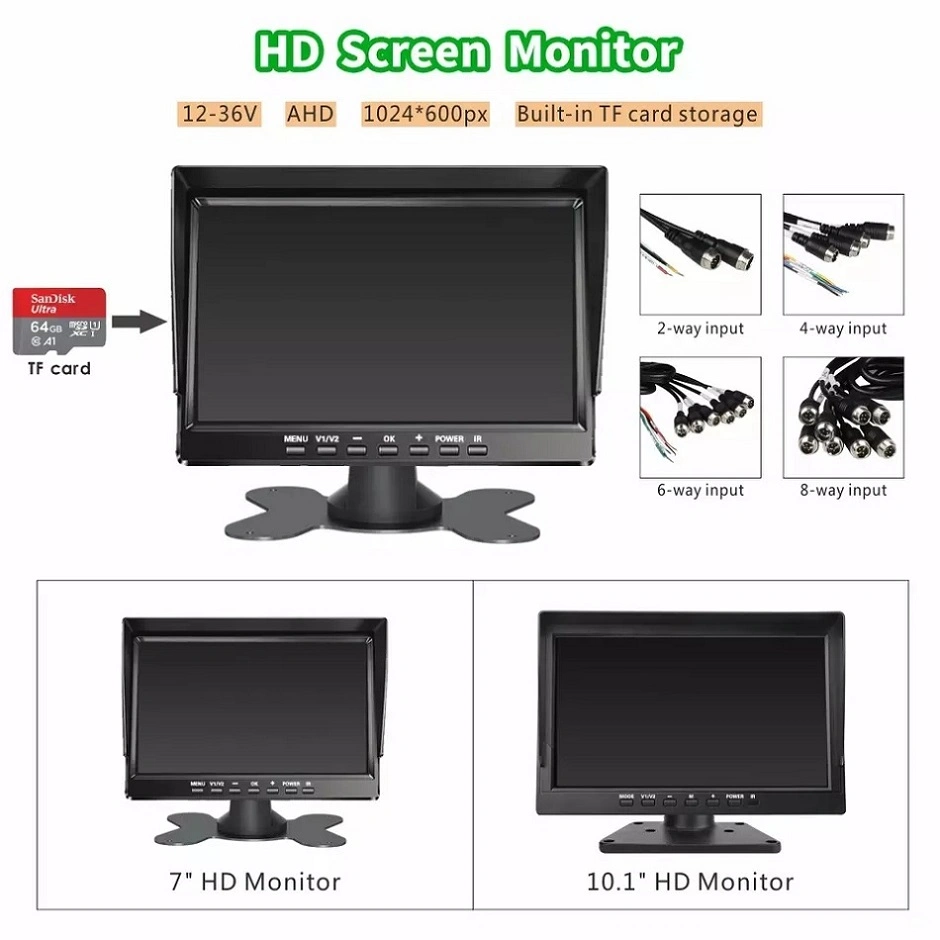 7-Inch Ahd Display with 4-Camera Truck-Dead-Center Camera