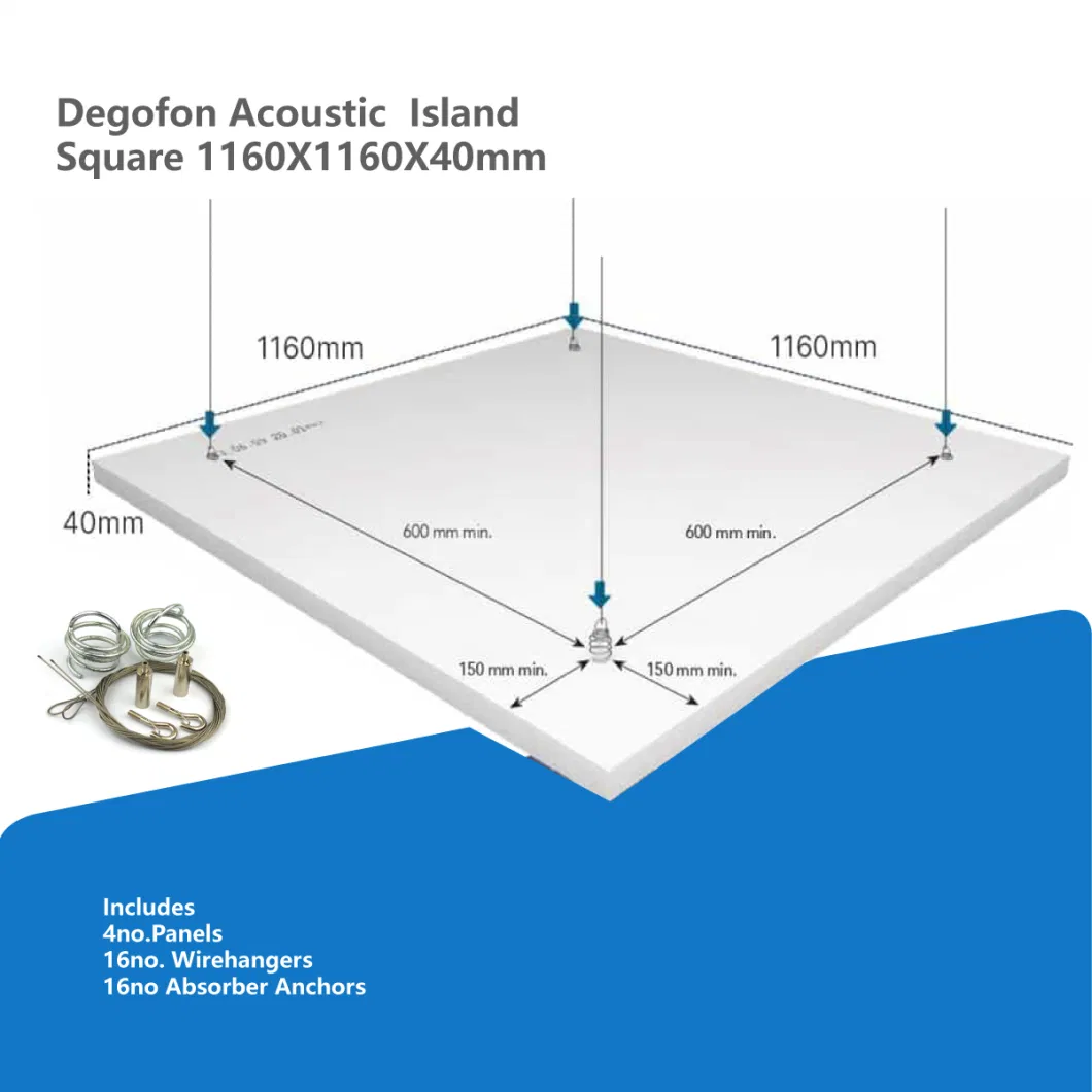 Soundproof Glasswool Baffles Sound Absorbing Ceiling Panels