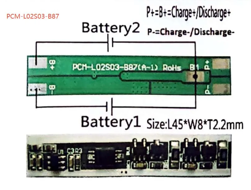 Manufacturer Supply 5% off RoHS Smart BMS 2s PCM Balance Battery Management System for LiFePO4/Li-ion Battery Pack