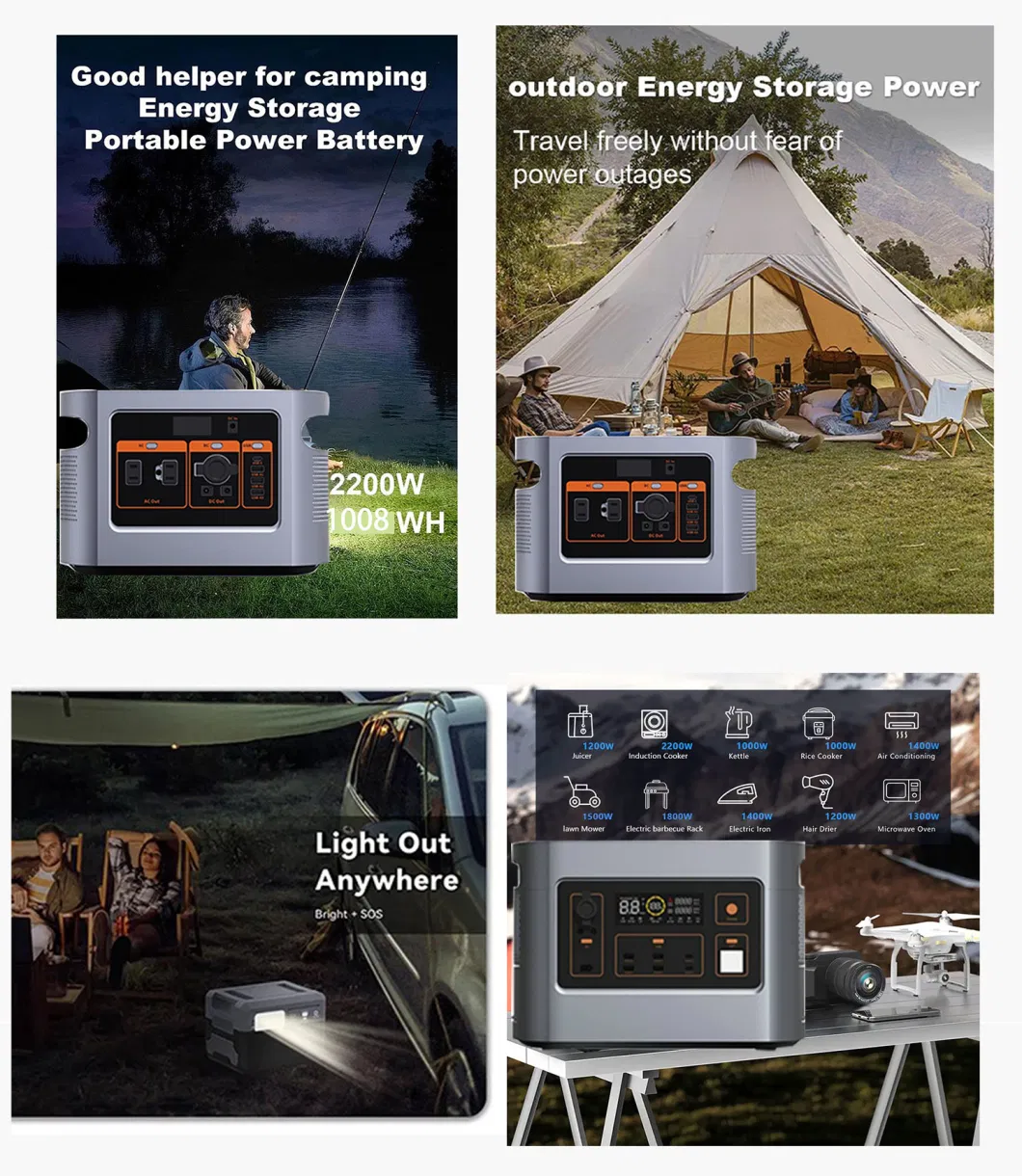 No Noise 2200W Solar Energy Storage Portable Energy Storage Reduce Electricity Costs