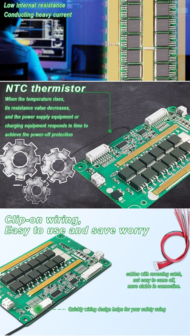 PCBA Custom15A Li Ion PCM PCB Board/36V Lipo Battery BMS 12s with Heat Sink and Thermal Switch