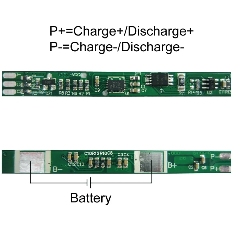 1s 3A BMS for 3.6V 3.7V Li-ion/Lithium/Li-Polymer 3V 3.2V LiFePO4 Battery Pack with I2c Protocol and Ntc Size L60*W6*T3mm (PCM-L01S03-B86)