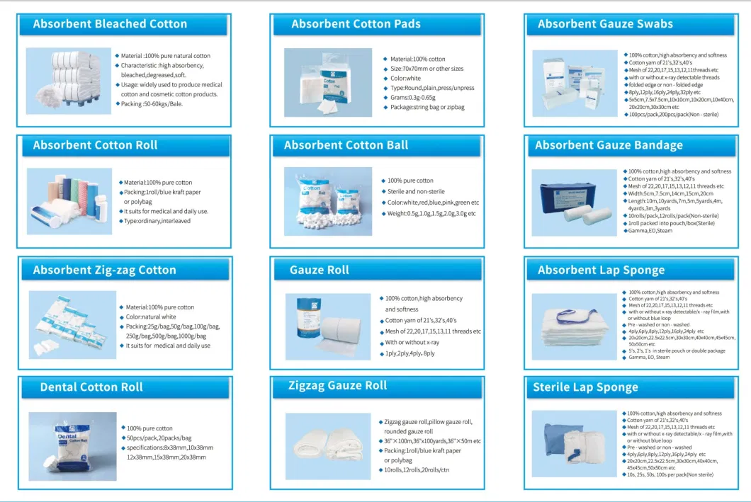 Customized Medical Supply 21s 32s 40s Surgical Non Sterile or Sterile Gauze Swab