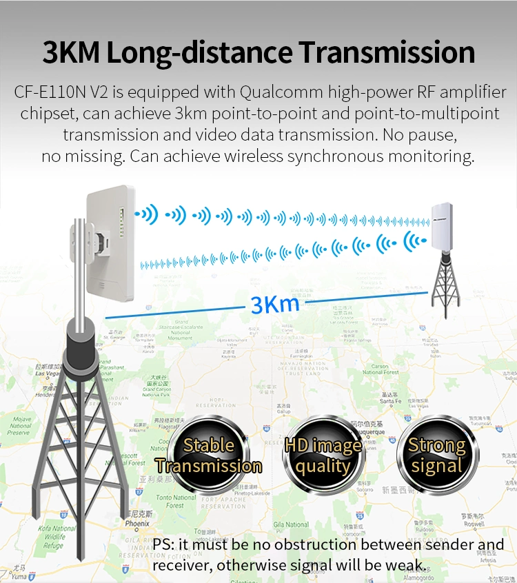 CF-E110n V2 CE RoHS 3km WiFi Bridge 2.4GHz 300Mbps High Power Wireless Outdoor CPE Wireless Access Point CPE