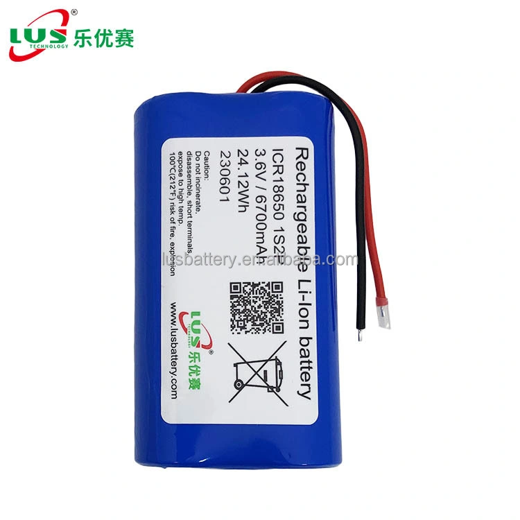 Li-ion 18650 Battery 3.6V 6.8ah 24.48wh 7A Rate 18650 3.6V 6700mAh Lithium Ion Battery