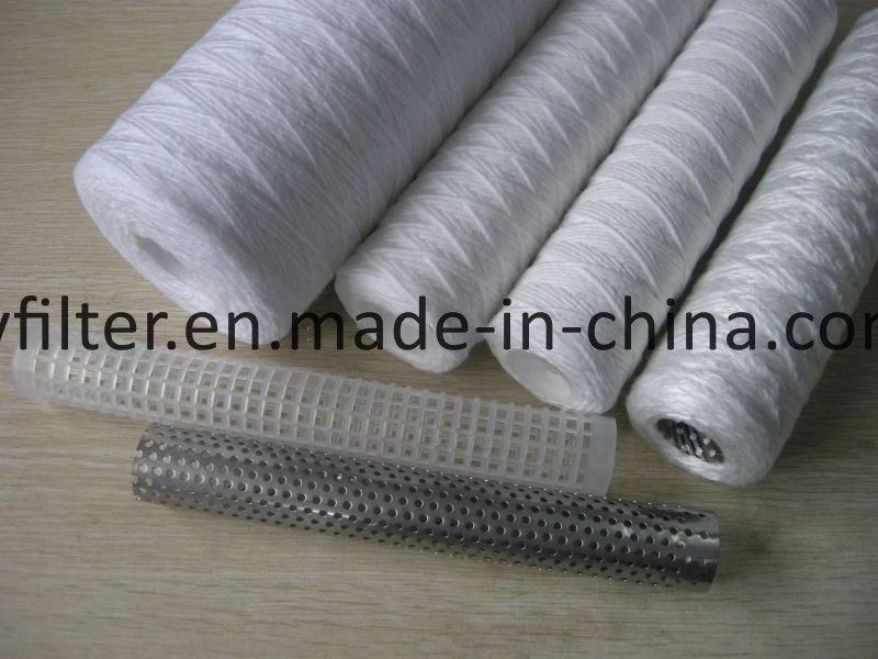 215 222 226 Fin DOE Soe End Cap Propylene Yarn PP String Wound Water Filter Cartridge