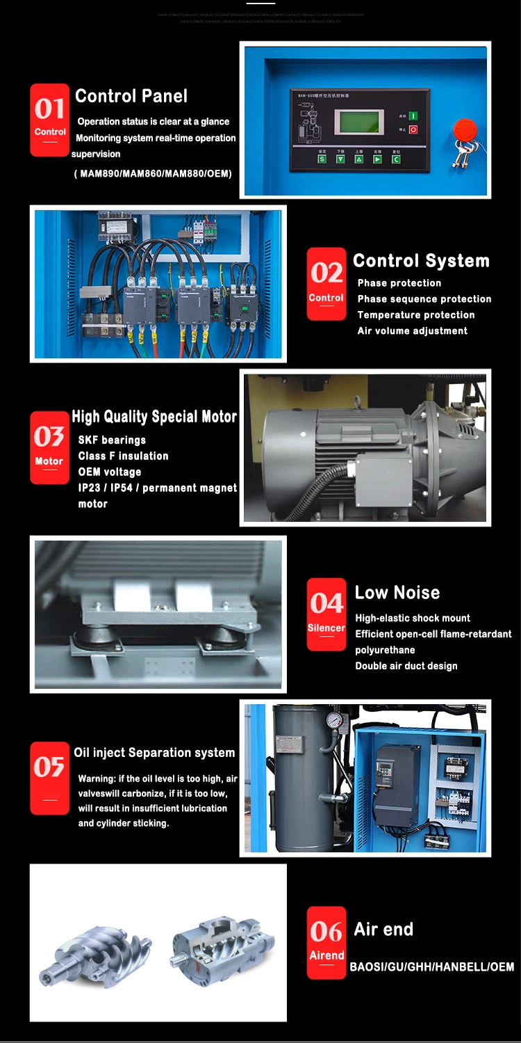 Best Price 11kw 15HP 7bar Small Electric Screw Air Compressors for Sale