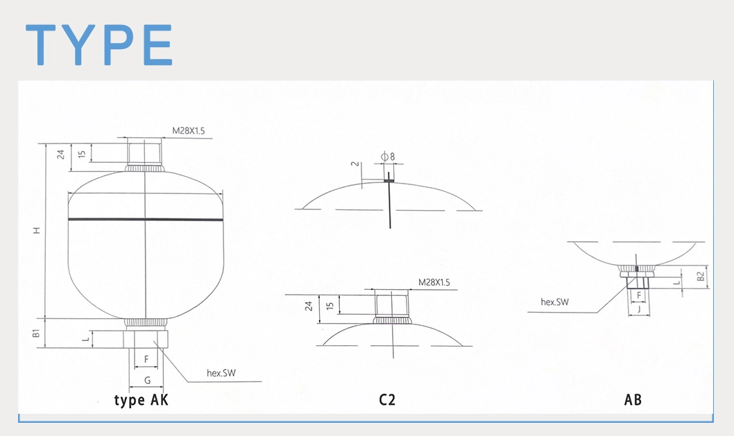 Carbon Steel Hydraulic Pressure Diaphragm Accumulator Original Low Pressure Diaphragm Accumulators