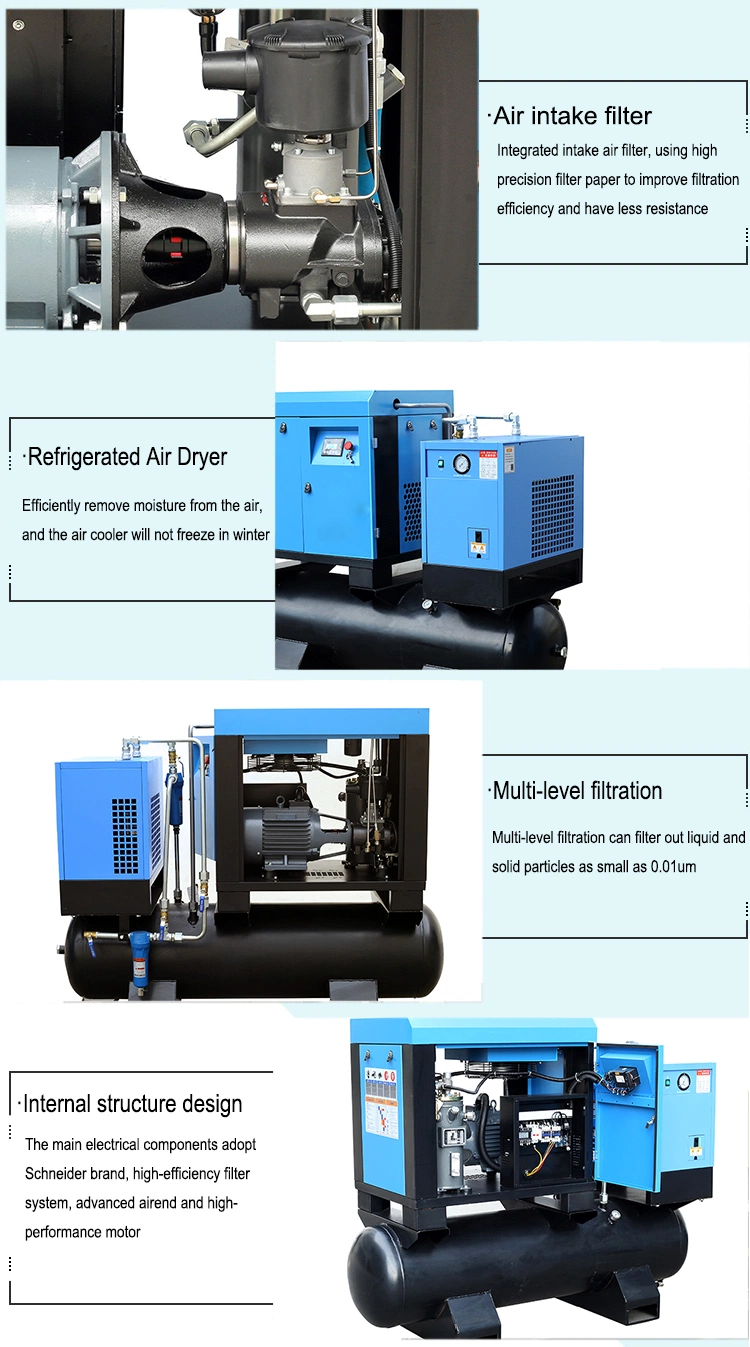 Industrial Equipment 7.5 11 15 22 Kw 10 15 20 30 HP Electric Rotary Screw Air Compressor with Dryer