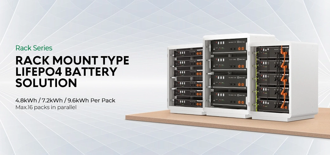 Rack Mounted 51.2V 48V 200ah 300ah 5kwh 10kwh Solar Energy System LiFePO4 Lithium Ion Battery 15 Parallel 16s BMS