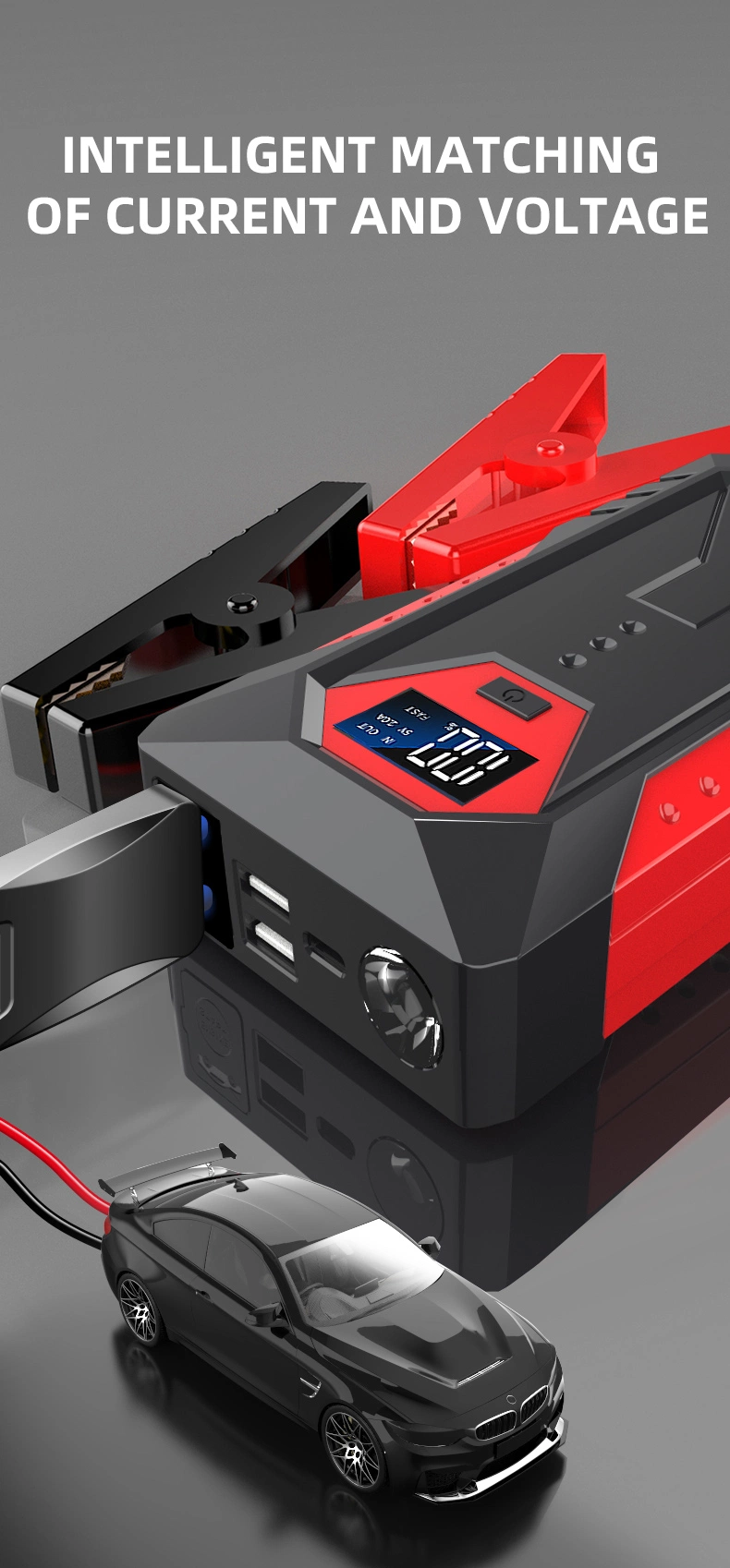 Fast Charge 800A High Power Car Bank and Air Pump Battery Jump Starter