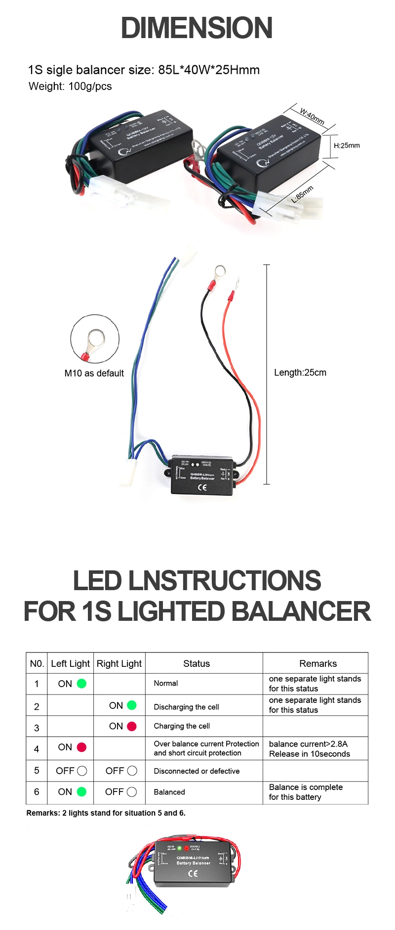 Battery Balancer Equalizer 6V Lead Acid Battery Balancer with Balance Voltage Difference for Wheelchair, Scooter and Mobility Batteries