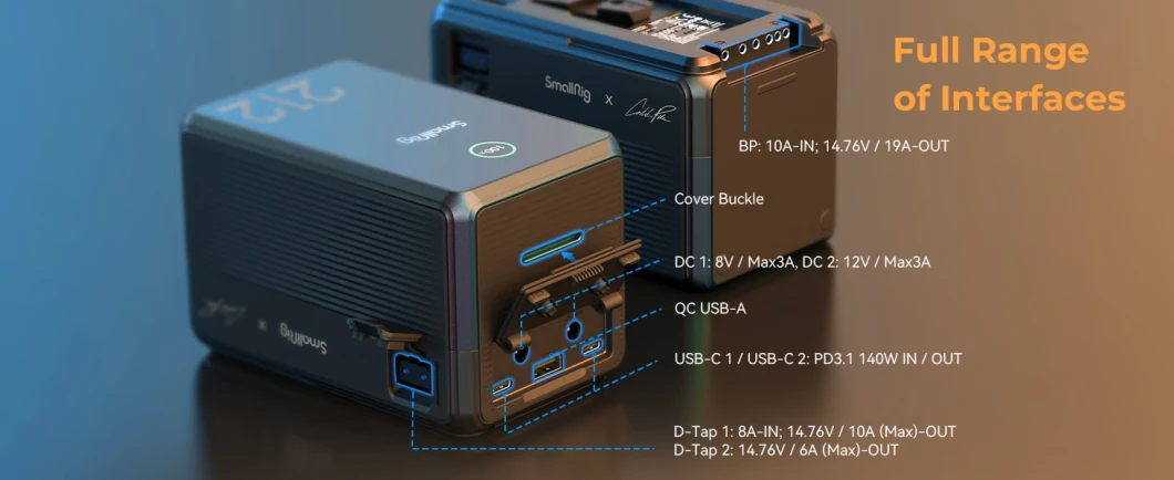 Smallrig X Caleb Pike V Mount Battery Vb212, 212wh / 14400mAh V Mount Battery with Pd 140W USB-C Fast Charging, Dual USB-C, D-Tap, DC Port, TFT Display, for Cam