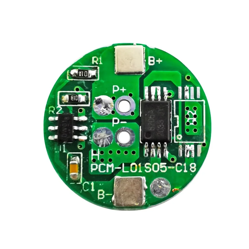 1s 2.5A Round BMS for 3.6V 3.7V Li-ion/Lithium/Li-Polymer 3V 3.2V LiFePO4 Battery Pack Size &Phi; 18mm (PCM-L01S05-C18)