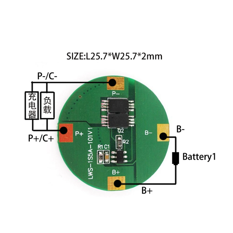 Round BMS for 3.6V 3.7V 18650 Cell with 1s 5A Battery Management System