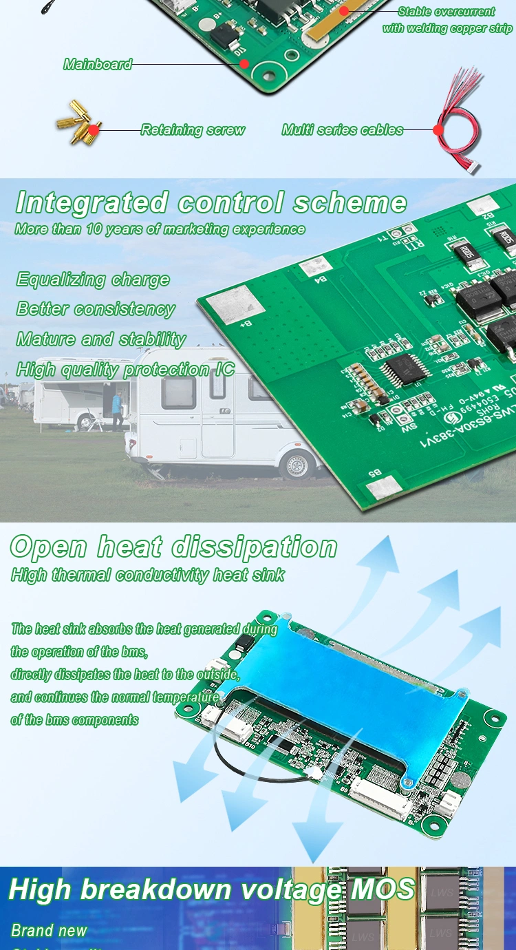 Lws 4s-35s BMS 100A-350A Lithium Ion 24V/48V/72V/96V Battery Management System Li-ion 32s 120V BMS with Uart Can Bluetooth RS485/RS232