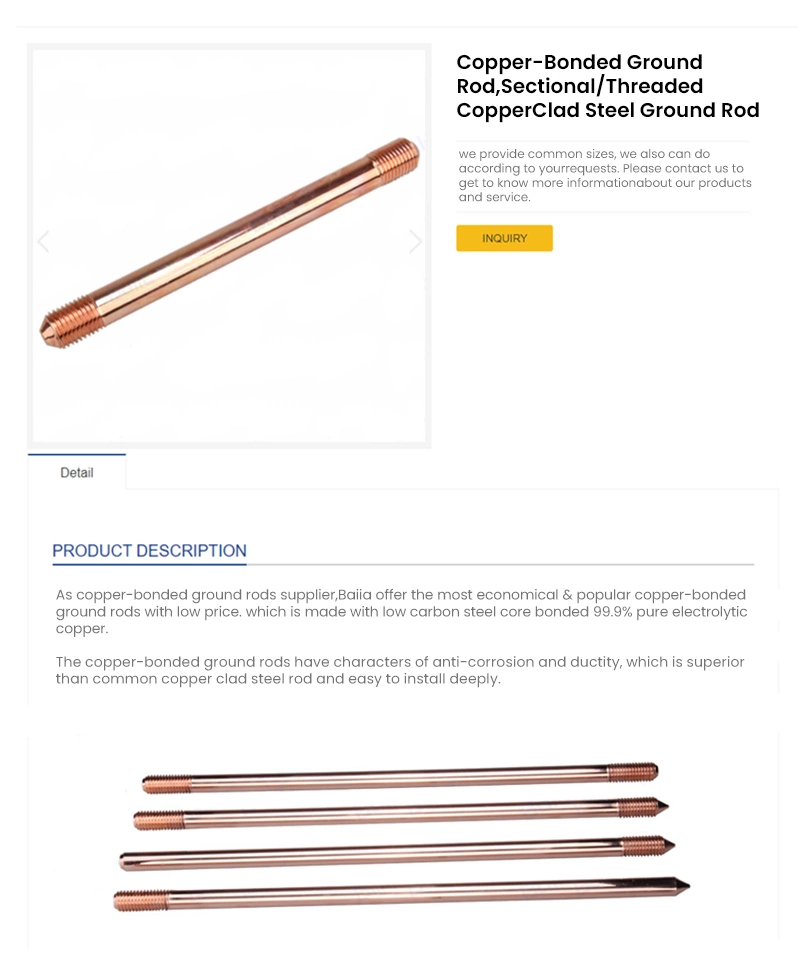 Dalian Beston High Strength Steel Core Ground Rod Rated Voltage 300/500V 450/750V Ground Rod China One-Stop Service Ground Rod Factory OEM Customized Ground Rod