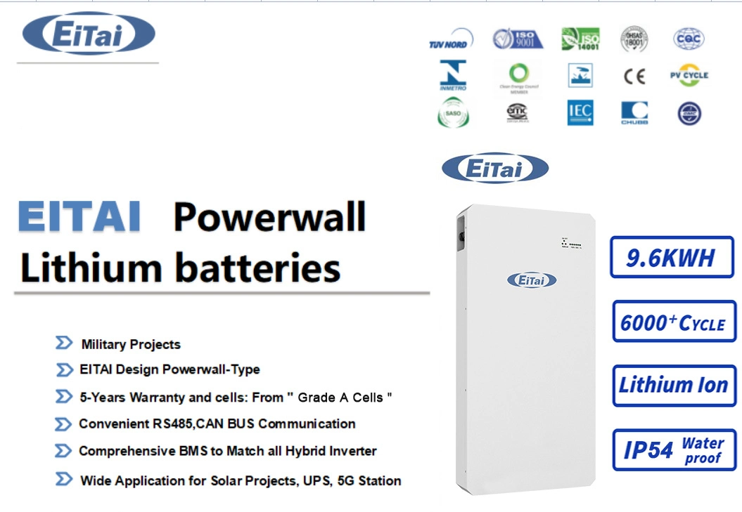 Eitai 48V LiFePO4 200ah 280ah Phosphate Storage 9.6kwh BMS Ion Lithium Batteries