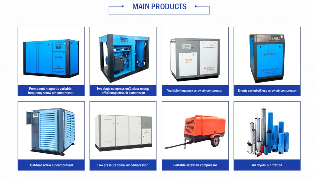 Wholesale 7.5kw11kw15kw18.5kw22kw30kw37kw45kw55kw75kw90kw110kw132kw Mini /Small Oilless Direct Driven Rotary Screw Air Compressor