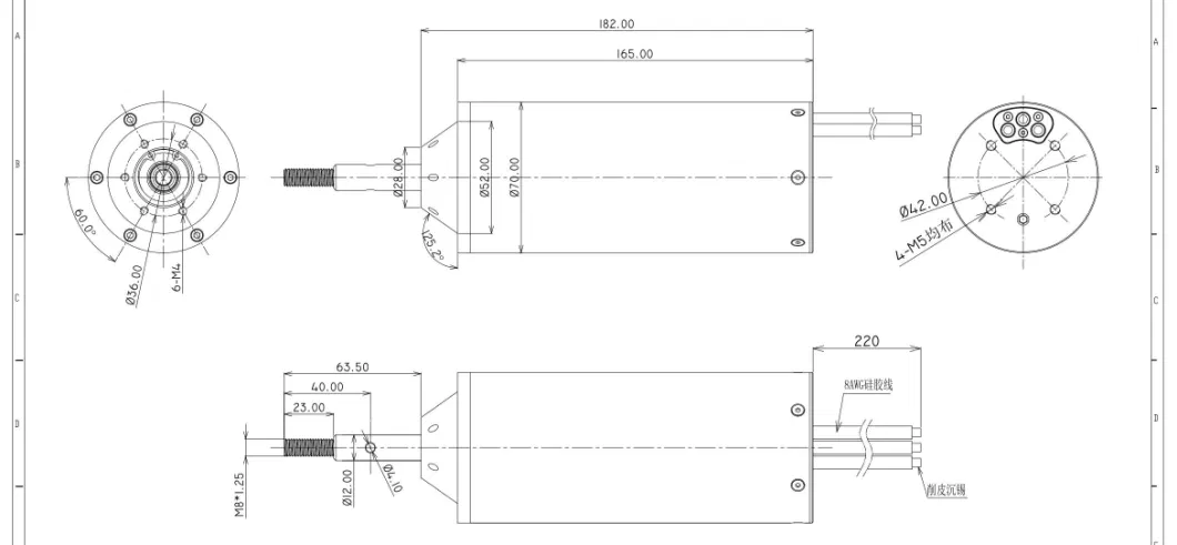 12s-32s 90kv D70L165 Waterproof Brushless Electric Motor 12.6kw Peak