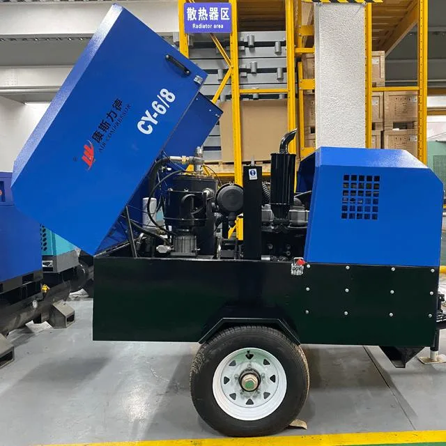 Industrial Mining Booster 78kw Portable Mobile Diesel Gasoline Rotary Screw Type Air Compressor Construction Equipment 250cfm 8bar Blower Parts