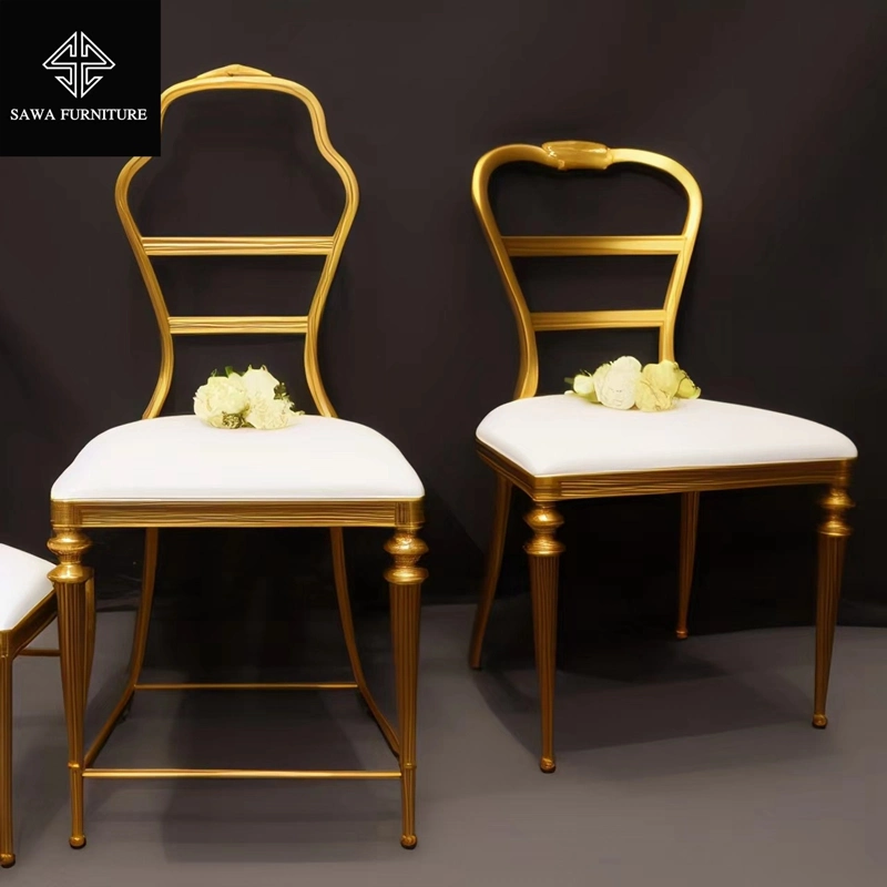 Customized Gold Frame Stainless Steel Wedding Reception Dining Chairs