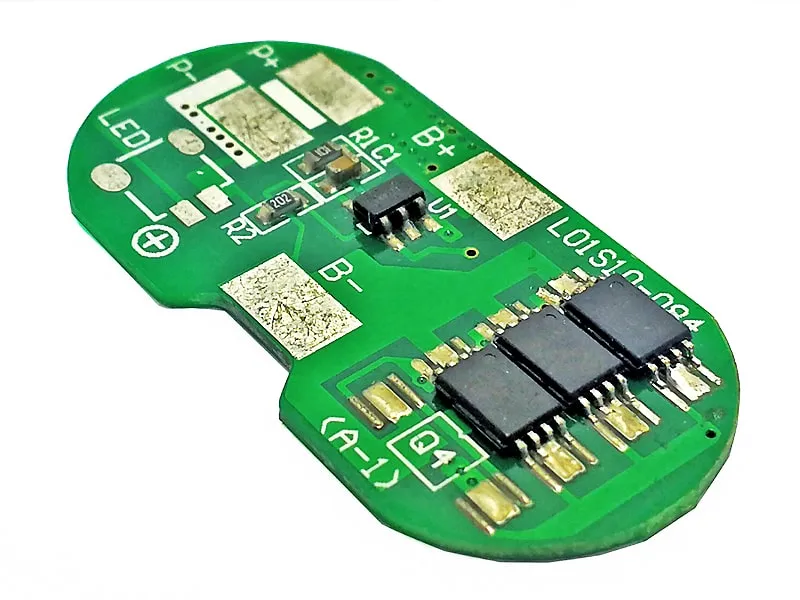 1s 10A BMS for 3.6V 3.7V Li-ion/Lithium/Li-Polymer 3V 3.2V LiFePO4 Battery Pack with Power Indicator Socket Size L34.5*W17*T2.5mm (PCM-L01S10-084)