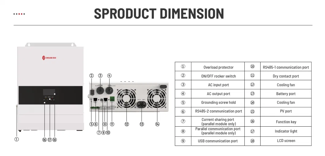 Chisage 5kVA off Grid Inverter with Parallel Function High Voltage 500V